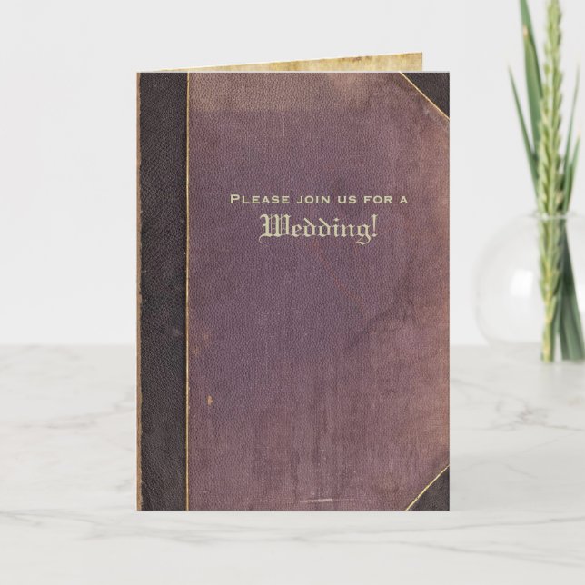Folding Vintage Purple Book Wedding Invitation (Front)
