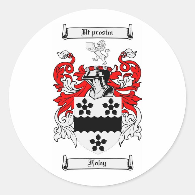 FOLEY FAMILY CREST -  FOLEY COAT OF ARMS CLASSIC ROUND STICKER (Front)