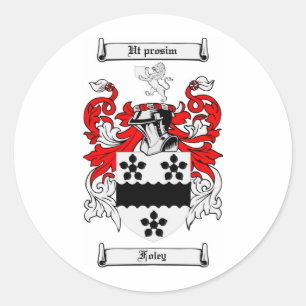 FOLEY FAMILY CREST -  FOLEY COAT OF ARMS CLASSIC ROUND STICKER