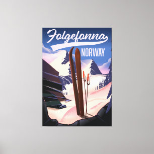 Folgefonna norway ski poster. canvas print