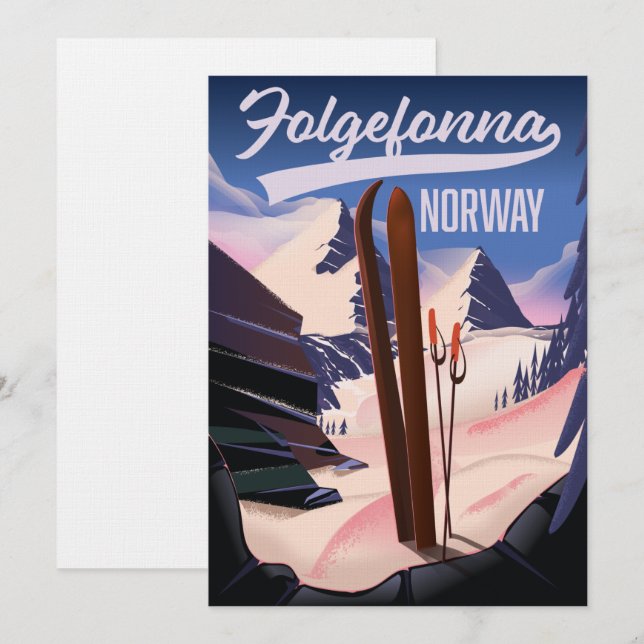 Folgefonna norway ski poster. invitation (Front/Back)