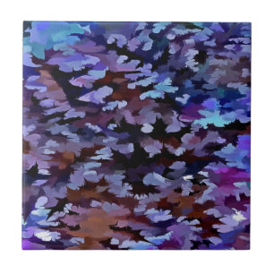 Foliage Abstract In Blue and Lilac Tones Tile
