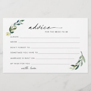 Foliage advice for the bride to be cards