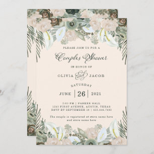 Foliage and Floral   Blush Pink Couples Shower Invitation