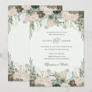 Foliage and Floral   Light Green Wedding Invitation