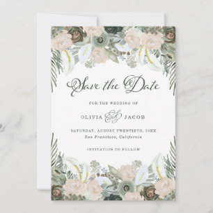 Foliage and Floral   Sage Green Wedding Save The Date