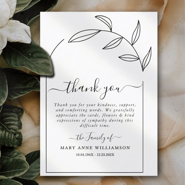 Foliage Arch Text Script Funeral Thank You Card (Creator Uploaded)