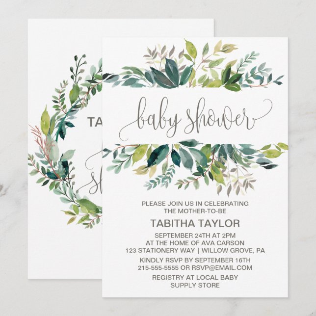 Foliage Baby Shower Invitation (Front/Back)