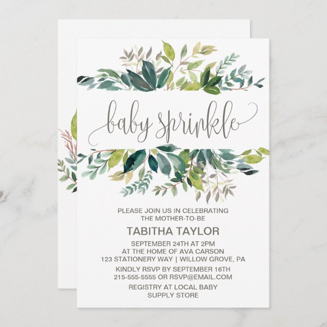 Foliage Baby Sprinkle Invitation (Front/Back)