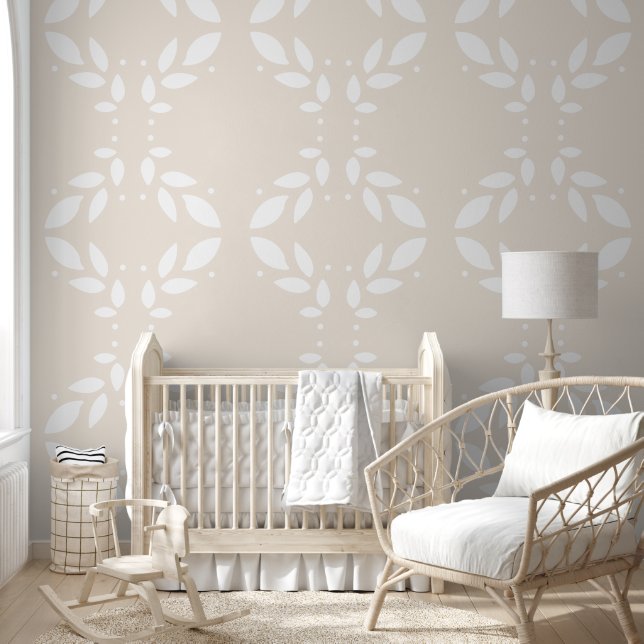 Foliage Beige Pattern Wallpaper (Kids)
