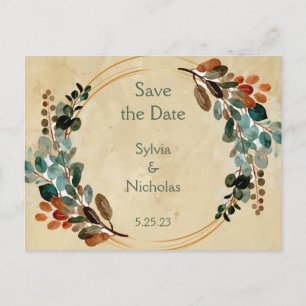 Foliage Botanical Fall Autumn  Save the Dates Announcement Postcard