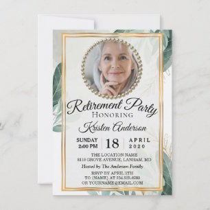 Foliage Botanical Leaves Photo Retirement Party Invitation