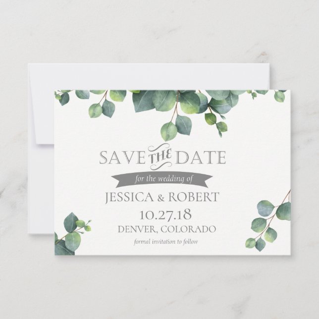 Foliage Bouquet Save The Date Card (Front)