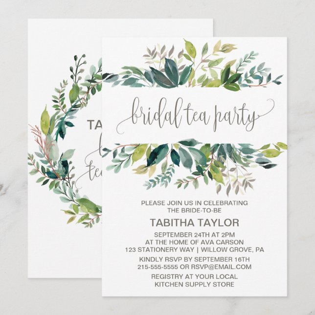 Foliage Bridal Tea Party Invitation (Front/Back)