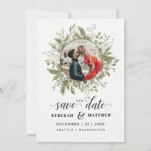 Foliage Christmas Wedding   Photo Save The Date