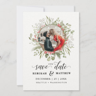 Foliage Christmas Wedding   Photo Save The Date