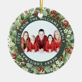 Foliage Christmas Wreath Family Photo Christmas Ceramic Tree Decoration