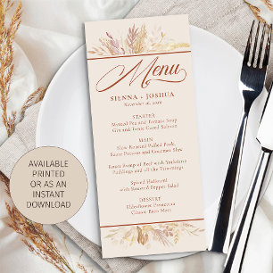 Foliage Duet Cream Botanical Wedding Menu Card