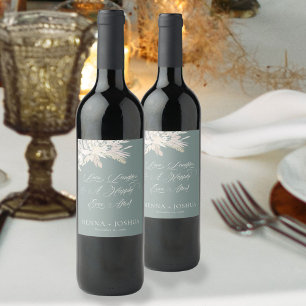 Foliage Duet Sage Green Botanical Wedding Toast Wine Label