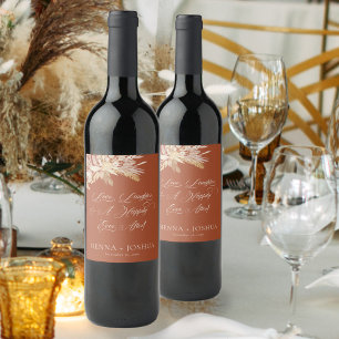 Foliage Duet Terracotta Botanical Wedding Toast Wine Label
