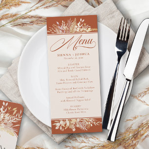 Foliage Duet Terracotta Cream Botanical Wedding Menu