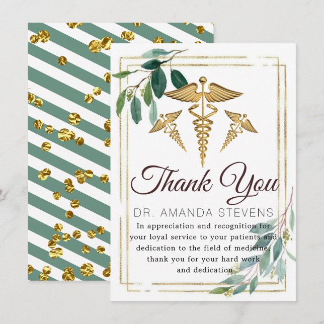 Foliage Elegant Doctor | Nurse Thank You Card (Front/Back)