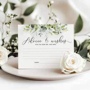 Foliage eucalyptus advice and wishes bridal shower stationery