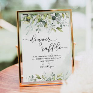 Foliage eucalyptus diaper raffle sign