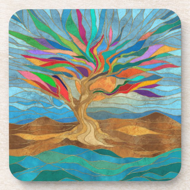 Foliage Fantasy Mosaic Tree Coaster (Front)