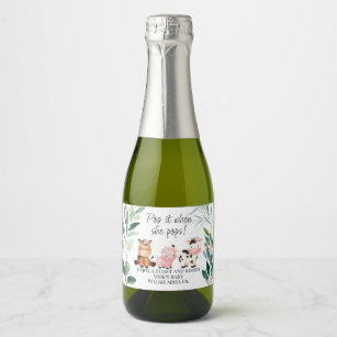 Foliage Farm Baby Shower Pop It Sparkling Wine Lab Sparkling Wine Label