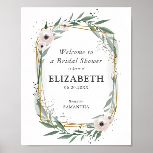 Foliage Floral Modern Geometric Bridal Shower Poster