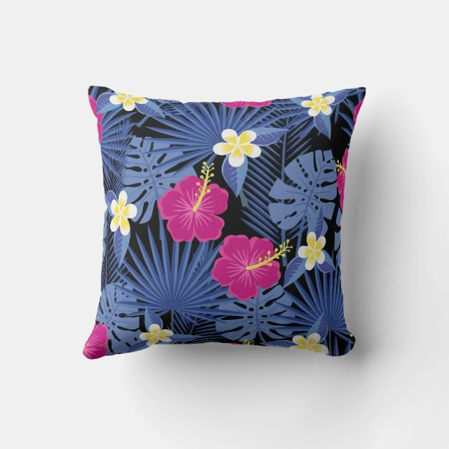 Foliage Floral Tropical Hawaiian Cushion (Back)