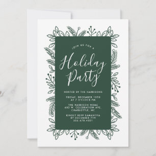 Foliage Frame Green Holiday Party Invite