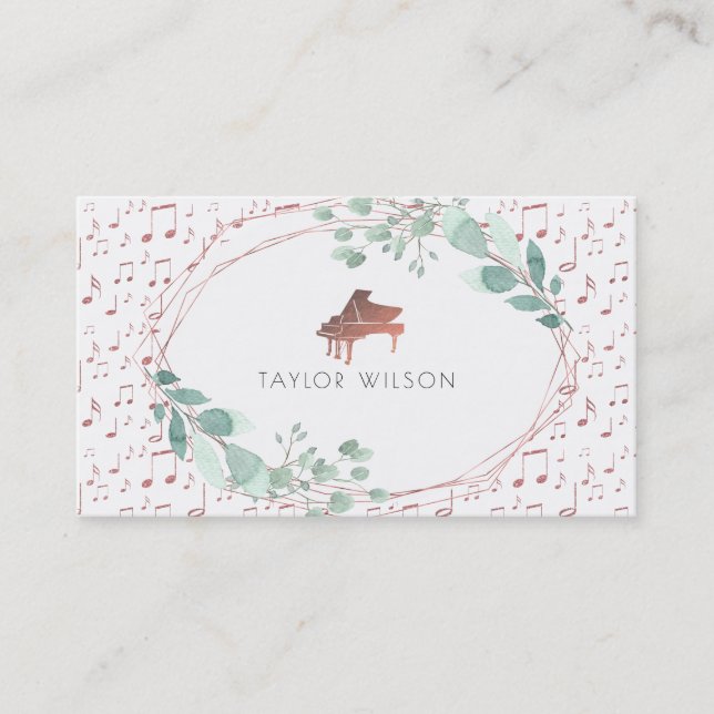 foliage frame pianist music teacher business card (Front)