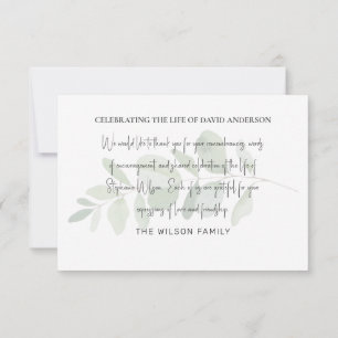 Foliage Funeral Bereavement Modern Font  Thank You Card