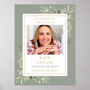 Foliage Funeral Celebration Of Life Photo Sign