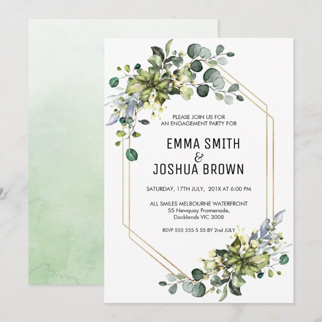 Foliage Geometric Engagement Invitation (Front/Back)