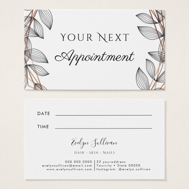 foliage geometric frame appointment card (Front & Back)