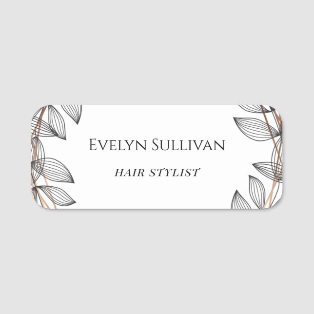 Foliage Geometric Frame Name Tag (Front)