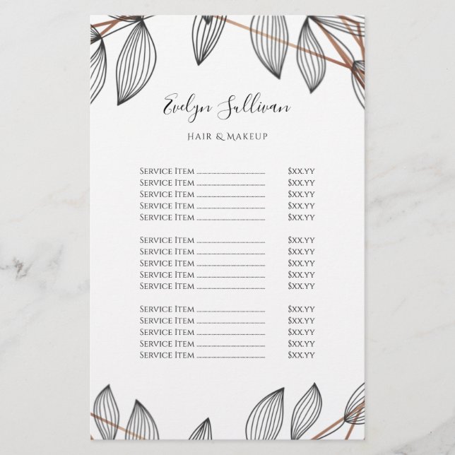 Foliage geometric frame price list flyer (Front)
