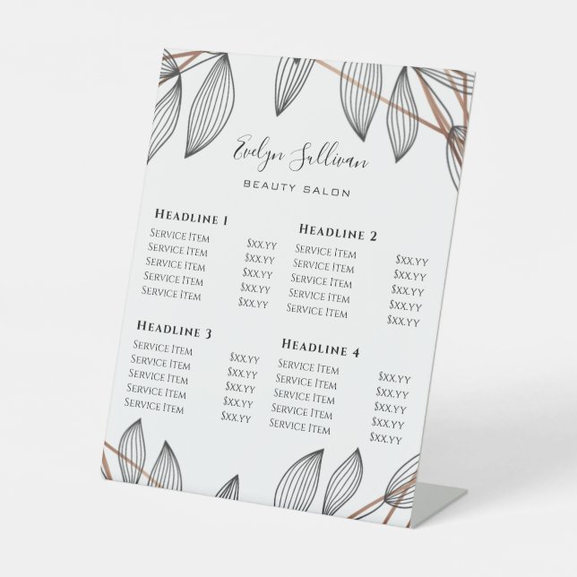 Foliage Geometric Frame Price List Pedestal Sign (Front)