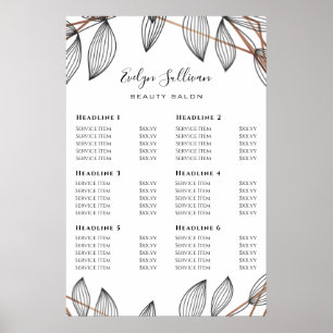 Foliage Geometric Frame Price List Poster