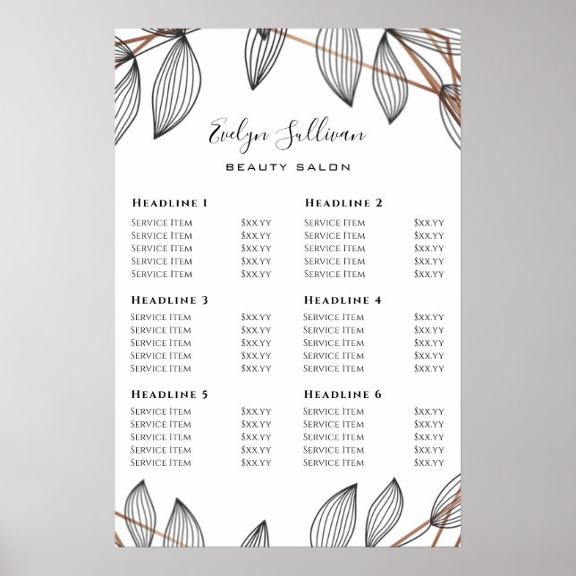 Foliage Geometric Frame Price List Poster (Front)