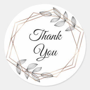 Foliage Geometric Frame Thank You Classic Round Sticker