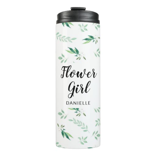 Image of Foliage Girl Monogrammed Bridal Wedding Party Thermal Tumbler