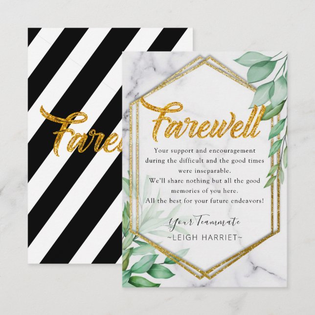 Foliage Glitter Leaving Coworker farewell card (Front/Back)