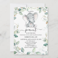 Foliage Green Gold Elephant Peanut Baby Shower
