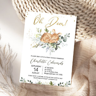 Foliage Green Oh Deer Baby Shower  Invitation