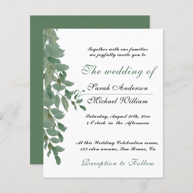Foliage Greenery Eucalyptus Wedding Invitation (Front/Back)