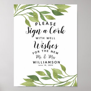 foliage greenery leaf Sign a Cork party/wedding